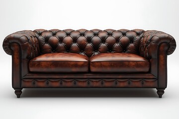 Classic tufted leather couch with details high resolution picture