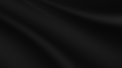 piece of black fabric with a fine texture and wrinkles or folds that create shadow and highlight effects