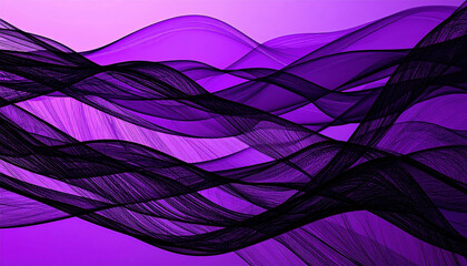 Obraz premium Mesmerizing network of black lines pulsates with vibrant purple waves, creating futuristic and high fidelity visual experience that captivates viewer imagination