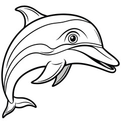 Obraz premium Cartoon illustration of a smiling dolphin swimming against a white background