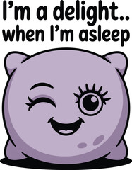 Cute Wink Pillow Character Sweet Dreams Sleep Design Illustration fun art kid soft rest cozy icon   