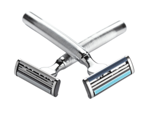 Stylish double-edged razors for grooming.