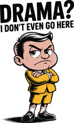 Angry Boy Cartoon Illustration Drama No Even Go Here kid cute face pose suit flat bold child style  