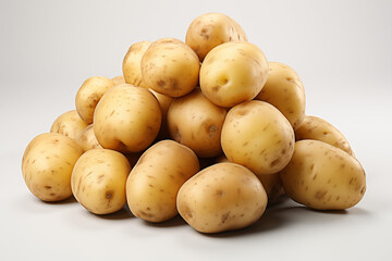 Potatoes placed together on a white background.