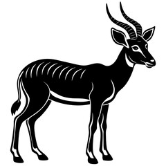 Fototapeta premium Vector illustration of sable antelope animal wildlife with horns isolated on white background image