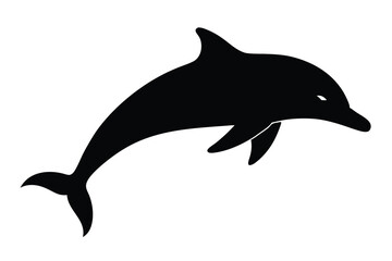 Obraz premium Silhouette of a jumping dolphin in black and white illustrating marine life and design