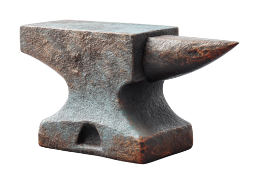 Rustic metal anvil with textured surface for forging and blacksmithing