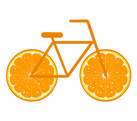 Bicycle with orange slice wheelsVector