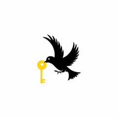 Bird Carrying Key Vector IllustrationVector