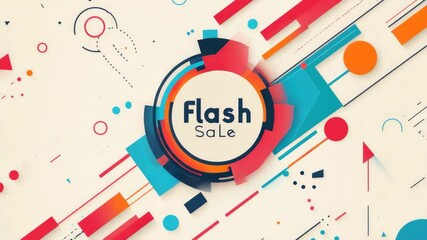 Colorful geometric abstract background with dynamic shapes for flash sale promotion concept - Powered by Adobe