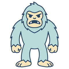angry yeti monster creature flat color vector illustration template design
