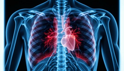 Human Anatomy: Heart and Lungs X-Ray Illustration
