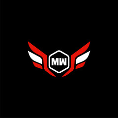 MW Initials Vektor Stok Otomotif Logo Design