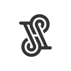 the logo monogram of the letters J, H and P. Outline, unique and elegant.