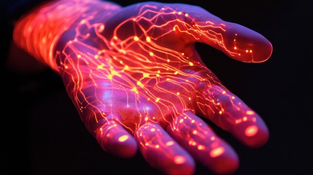 Ultra-Thin Electronic Skin Technology with Red Light Patterns