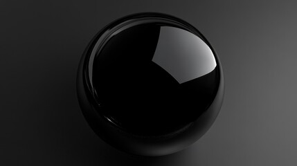 Dark Spherical Object with Glossy Finish on Black Background