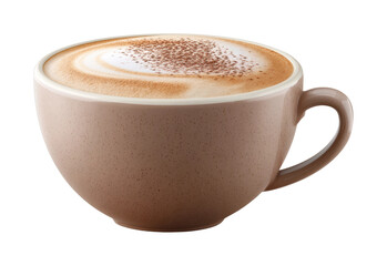 Obraz premium Creamy cappuccino in ceramic cup with smooth foam and chocolate sprinkles on top