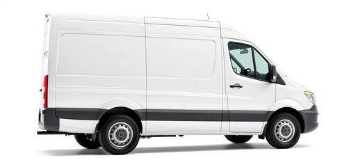 Clean white delivery van, side view, isolated on white background,  white,  van