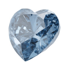 Fototapeta premium Heart-shaped blue and clear crystal gemstone with faceted surfaces
