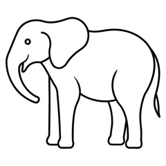 Fototapeta premium Simple outline illustration of a majestic elephant on a clean white background