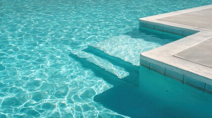 Fototapeta premium Empty swimming pool with turquoise water and steps