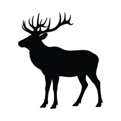 Obraz premium Deer Silhouette Vector Illustration Majestic Elk with Antlers
