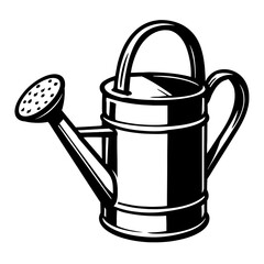 Classic Monochrome Watering Can Illustration - Essential Garden Tool for Plants and Horticulture