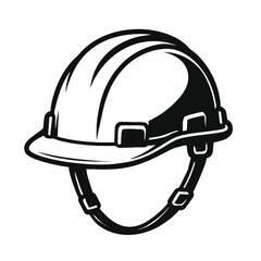 Monochrome Hard Hat Safety Helmet Illustration - Essential Workwear for Construction and Industrial Safety