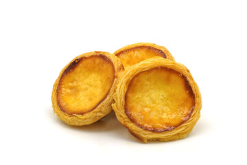 Egg tart the delicious crispy bakery on  white background