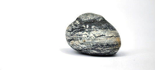 Natural river stones on white background