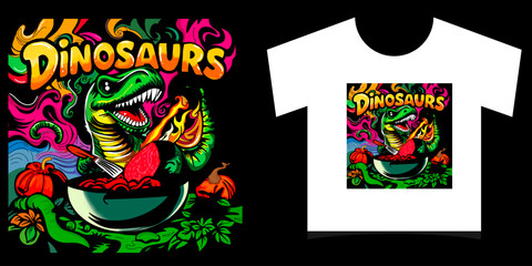 Tshirt design print concept. Vintage typography t-shirt graphics with trex, vector set. kawaii design tshirt © Griyolabs