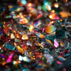 Fototapeta premium Close up of iridescent mineral fragments