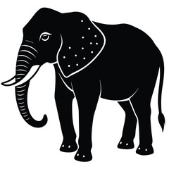 Obraz premium Black and white vector illustration of a majestic african elephant standing proudly
