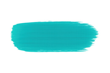 Turquoise paint brush stroke creating vibrant artistic element, transparent background showcasing graphic design potential