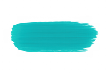 Turquoise paint brush stroke creating vibrant artistic element, transparent background showcasing graphic design potential