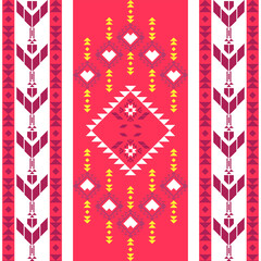 geometric ethnic pattern red. Native American tribal fabric, design vector for woven textile printing, tile, carpet,cards, motifs, picture books, boho indian ornament seamless Southwest Aztec pattern