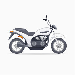 White Motorcycle Illustration  Clean Design, Side View