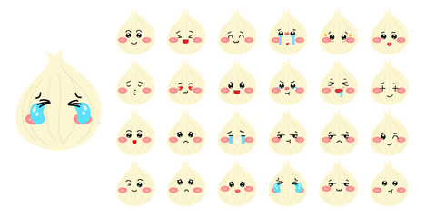 Set of variant expression different for potatoes and cauliflower, onion