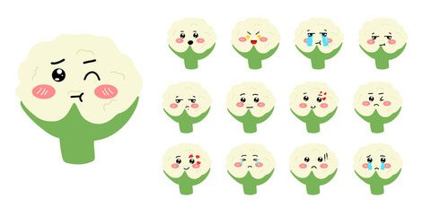 Set of variant expression different for potatoes and cauliflower, onion