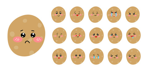 Set of variant expression different for potatoes and cauliflower, onion