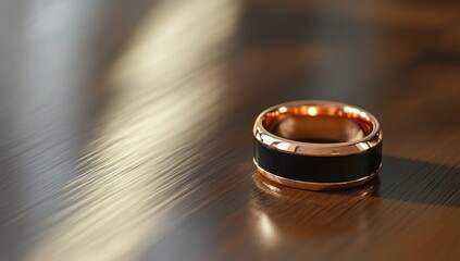 Sleek Rose Gold Ring with Black Accents
