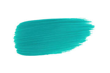 Turquoise paint brushstroke creating vivid, dynamic texture on transparent background, highlighting artistic graphic design potential