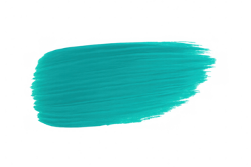 Turquoise paint brushstroke creating vivid, dynamic texture on transparent background, highlighting artistic graphic design potential