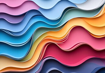 Abstract wavy layered colorful design