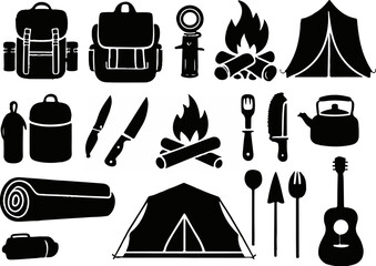 A set collection of  outdoor Camping Icons Set 