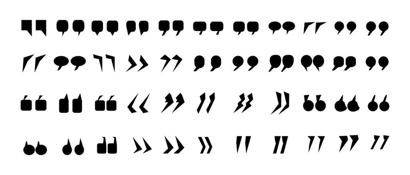 Collection of Quotation Marks Various Styles and Designs for Text and Typography