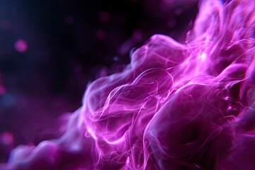A dynamic display of luminous purple smoke against a dark backdrop