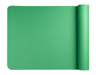 Flat Unrolled Yoga Mat with Soft Surface Texture, Top-Down View, Isolated