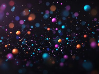 Naklejka premium Dynamic cosmic particles in a colorful abstract scene digital art vibrant environment close-up view conceptual visualization