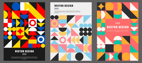 Colorful posters set. Modern abstract promotional flyer background. Vector illustration